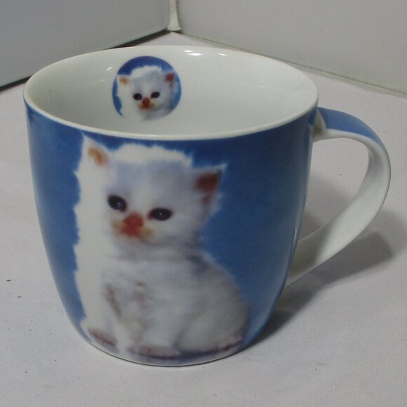 Adorable Mulberry Home Collection White Kitty Cat Ceramic Coffee Mug Cup - Picture 1 of 8